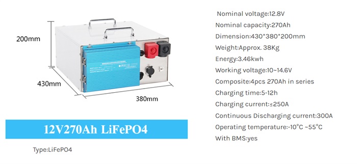 12V 270Ah LiFePO4 Battery