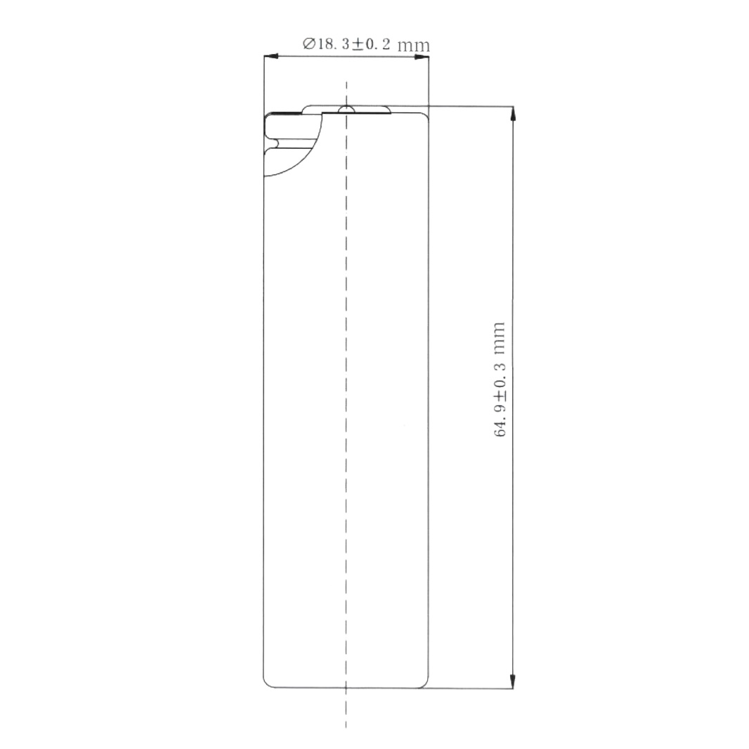 LR1865SK 3.65V 2600mAh NMC 18650 Ternary Lithium Battery Dimension