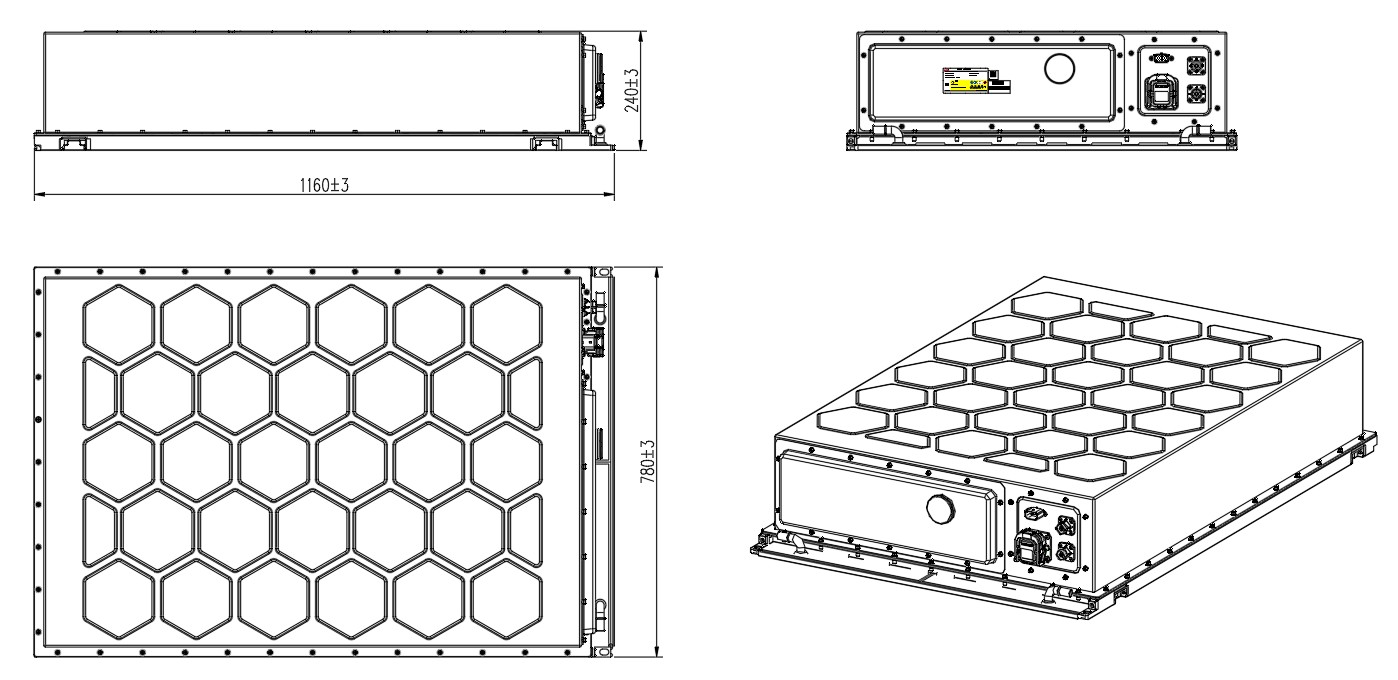 Liquid Cooled LiFePO4 Battery Pack Dimension