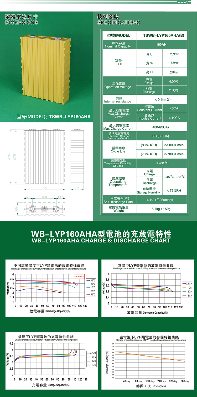 Thunder Sky Winston TSWB-LYP160AHA-B